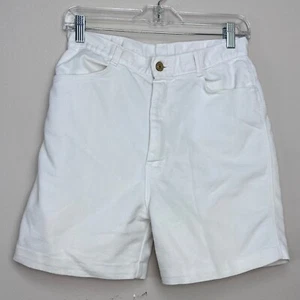 Vintage 1970s White Denim Shorts 70s Women's Ely 27" Waist 5" Inseam - Picture 1 of 5