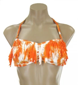 POINT CONCEPTION WOMEN'S SWIMWEAR BANDEAU FRINGE TOP "POW WOW" TFO8 BRG - Picture 1 of 2