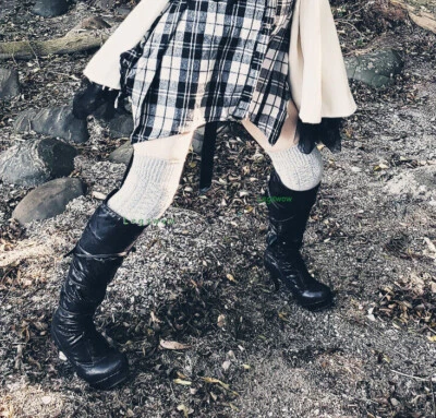 Cable Knit Over The Knee Socks Thigh High White Grey Black Brown Blue Boot OTK - Image 1 of 4