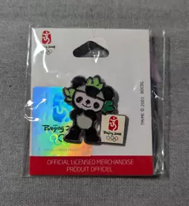 2008 Beijing China Summer Olympics Lapel Pin Button Jingjing Panda Mascot NEW - Picture 1 of 3