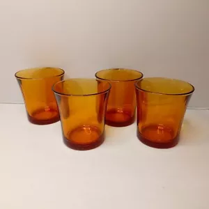 DURALEX 4 vintage glasses amber 165ml France set drinking tumbler retro - Picture 1 of 7
