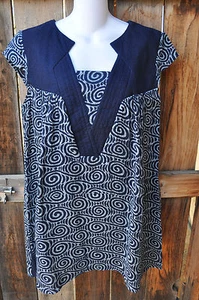 ART TO WEAR LAGENLOOK INDIGO WEDGEWOOD BLUE TANK TUNIC BY PEACOCK WAYS, LG! - Picture 1 of 4