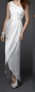 Bebe One Shoulder Dress / Gown Silk Ivory - Size 6 - Picture 1 of 12