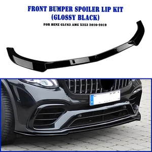 Front Bumper Lower Spoiler Lip Kit For Benz GLC63 AMG X253 2016-2019 Gloss Black - Picture 1 of 11