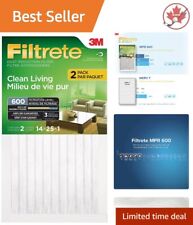 14x25x1 High-Performance Furnace Filters - Electrostatic, Cleaner Air - 2-Pack
