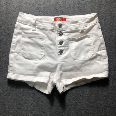 Pantalones Cortos Dickies 3/26 Juniors Mujer Botón Mosca Parche Bolsillos Blanco 2.5" in Foto 1 de 4