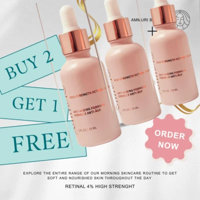 Ammuri Retinol Serum 4% Anti-Ageing Wrinkle Reducer Hyaluronic Buy 2 Get 1 Free - Image 1 of 4
