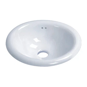 Giglio lavandino bagno a goccia forma ovale 17-1/2"" X 15-1/2"" Porcellana bianca - Foto 1 di 1