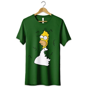 T-Shirt Maglietta Homer Simpson Divertente Cespuglio Tshirt Verde S M L XL XXL - Picture 1 of 9