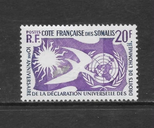 SOMALI COAST SCOTT 274 MH VF (B) - 1958 20fr BRT PUR & DK BL - HUMAN RIGHTS ISS. - Picture 1 of 2