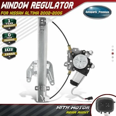 Window Regulator w/ Motor for Nissan Altima 2002-2006 2-pin Rear Right Passenger - Image 1 of 4