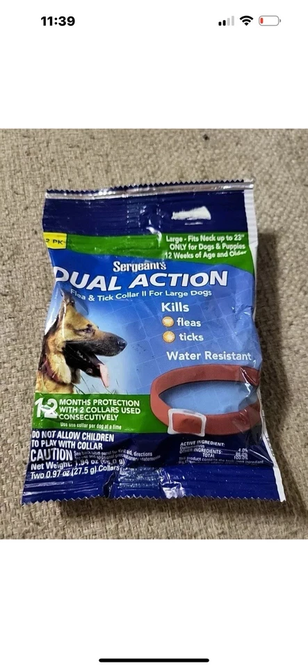 Sargeant's Dual Action Flea and Tick collar for Large Dogs (6 Months Defense, 2 - Image 1 of 4