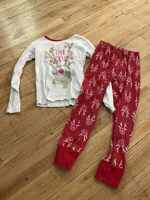 Oshkosh B’gosh 2 Piece Pajamas Christmas Oh Deer Reindeer Red And White - Image 1 of 4