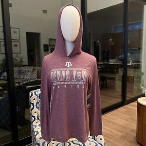 A&M AGGIES HOODED PULL OVER SHIRT-SZ YOUTH LG-16/18 Women Small MAROON New - Picture 1 of 5