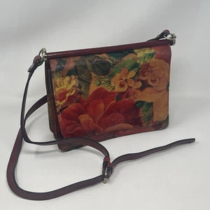 Patricia Nash Sienna Sunset Crossbody Bag Handtasche 2 Flap Burgundy Floral Leder - Bild 1 von 19