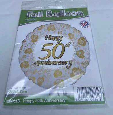 50th Golden Wedding Anniversary Balloon Foil Party Decoration Happy Anniversary - Image 1 of 2