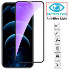 2 Pcs Tempered Glass Anti-Blue Light Screen Protector For iPhone 13 12 11 Pro X
