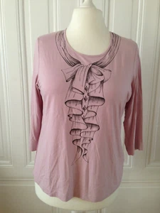 Top 44 ROSA NudeRüschen-Druck 3/4 Ärmel strechig Schulter-Pads  - Bild 1 von 6