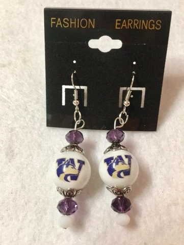 WASHINGTON HUSKIES EARRINGS BEAD JEWELRY COLLEGE UNIVERSITY NCAA FOOTBALL LOGO Cover
