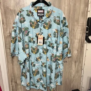 Marvel RSVLTS Hemd Herren 4XL blau Wolverine Savage Land KUNUFLEX Knopfleiste - Bild 1 von 4