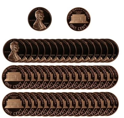 Rollo de centavo conmemorativo Lincoln 2000 a prueba de gemas - 50 monedas de Estados Unidos Foto 1 de 4