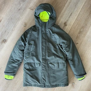 Champion Kinder Winter Parka Jacke mit Kapuze grün neon Fleece gefüttert Gr. M (8-10) - Bild 1 von 18