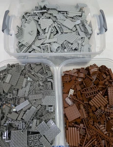 Lego Lot of old Colors - 2.10 LB Brown, 3.10 Lb Drak Gray and 5 Lb Light Gray - Picture 1 of 16