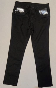Members Mark Girl's Size 4/5 Knit Denim Jeans Black With Sequence Adjustable... - Picture 1 of 4