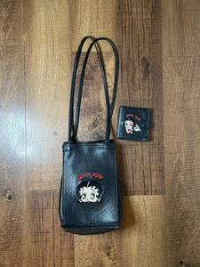 Betty Boop kleine Leder Geldbörse Handtasche schwarz 1995 mit Portemonnaie - Bild 1 von 15