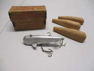 OLD FRANK MIZERA JIG WITH BOX AND BLANKS~ FISH SPEARING DECOY s~ICE FISHING LURE - Image 1 of 4