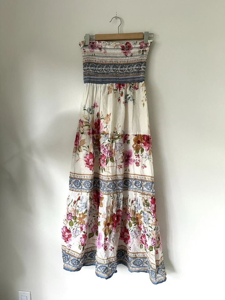 Смокинг макси цветочный хлопок платье коттеджкор сад девочка богемное побережье ковбой - Изображение 1 из 4