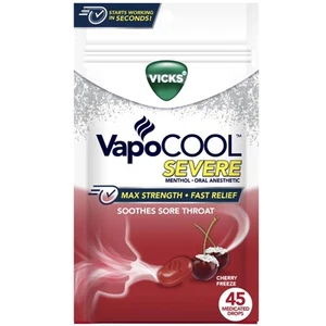 VapoCool Severe Medicated Sore Throat Drops, Max Strength Menthol, Soothes So... - Picture 1 of 9