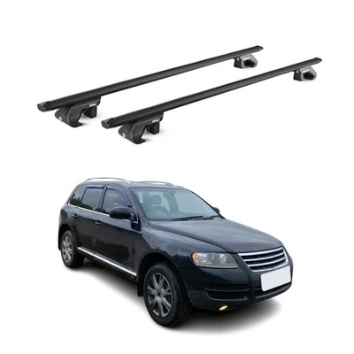OMAC Dachträger Grundtäger für VW Touareg mk2 2010-2018 5 tür 90kg Alu Schwarz 2x ABE