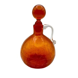 Bola de jarra de vidrio arte craquelado mandarina vintage con tapón - Imagen 1 de 10