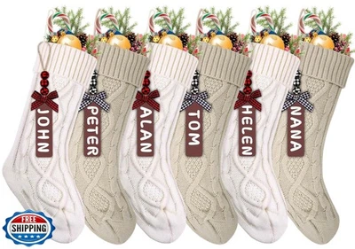 XIMISHOP 6 Pack Medias de Navidad, 18 Pulgadas Grande Personalizado Cable Tejido X Foto 1 de 4