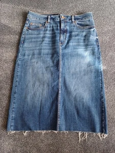 M&S Stretch Denim Skirt, Size 14 with Pockets. - Picture 1 of 4