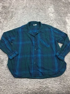 Time & Tru kariertes Hemd mit Knopfleiste Damen Größe 2XL grün blau langarm - Bild 1 von 11