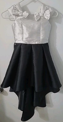 Speechless Kids Little Girls Size 7 White Black Sleeveless Dress Bows  - Image 1 of 4