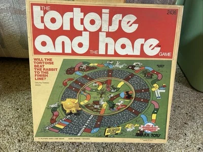 Vintage Marx Toys - Tortoise and the Hare Board Game - NEW (Open Box), Complete - Image 1 of 4