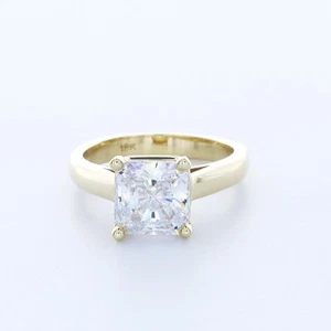 3.4CT Lab-Created Diamond D/VVS1 Princess 18KW Gold Classic Solitaire Bridal Set - Picture 1 of 4