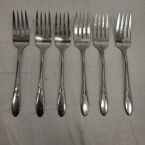 Menge 6 Vintage Oneidacraft Deluxe Lady Hamilton Edelstahl Tafelgabeln 7-3/8" - Bild 1 von 6