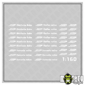 34 teil. Set Rhätische Bahn Schweiz Beschriftung Decals 1:160 Spur N weiss - Picture 1 of 2