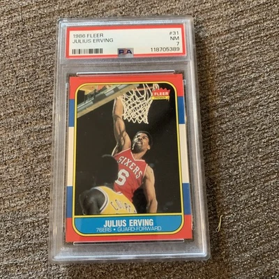 1986-87 Fleer Julius Erving #31 PSA 7 NM Philadelphia 76ers HOF - Image 1 of 2
