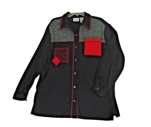 Monterey by Koret Jacke Damen Größe 14 schwarz rot Shirt Patchwork Akzente Western - Bild 1 von 7