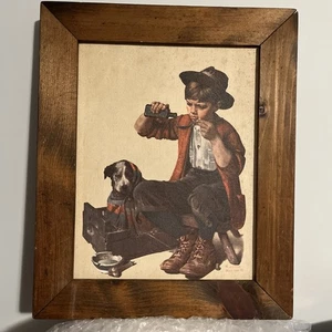 Framed Print On Canvas Norman Rockwell Practicing Intern/Sick Puppy - Picture 1 of 4