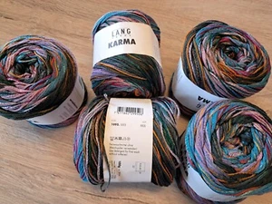 Baumwolle Mischgarn 500 Gramm Karma von Lang Yarns 3 blau-rosa-grün-rot-orange - Bild 1 von 3