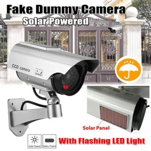 Solar Power Dummy Fake Security Camera CCTV Surveillance Flashing Light Outdoor - Picture 1 of 12