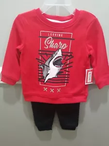 KIDGETS SHARK LOOKING SHARP BOYS TODDLER OUTFIT SHIRT & JOGGER PANTS SIZE 12M - Picture 1 of 9