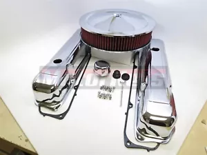 Kit de Vestir Motor Cromo BB Chrysler Cubiertas de Válvula Limpiador de Aire Rojo Lavable 440 - Imagen 1 de 7