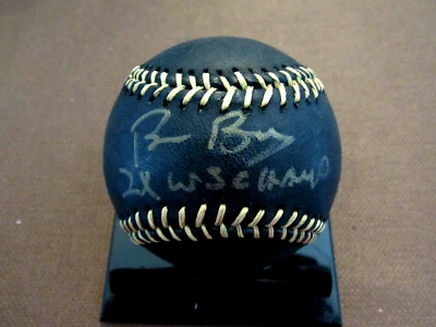 BRUCE BOCHY 2 X W.S. HOJA DE BÉISBOL CHAMPS GIANTS MANAGER FIRMADA AUTOMÁTICA NEGRA OML   Foto 1 de 3